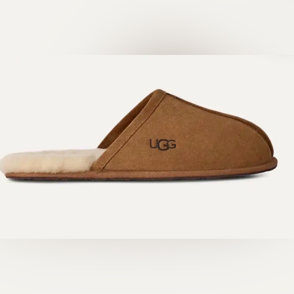 UGG Chestnut Suede Shearling Mule Slippers
